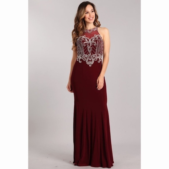 BURGUNDY Jeweled Dress 1901 - Picture 1 of 6